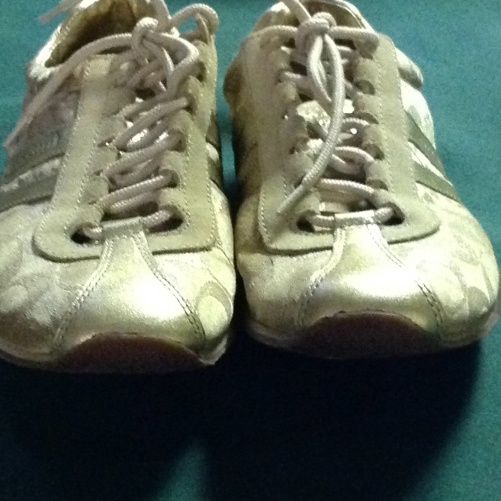 Gold and tan Coach sneakers - Picture 5 of 6
